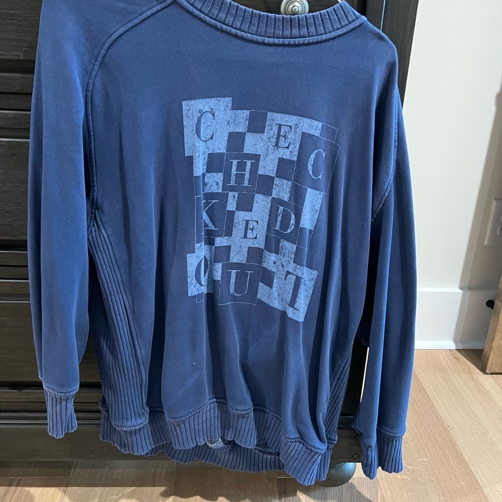 Aerie Blue Graphic Crewneck Sweater